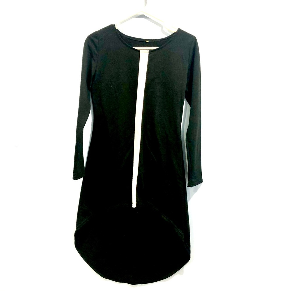 Long white striped black dress